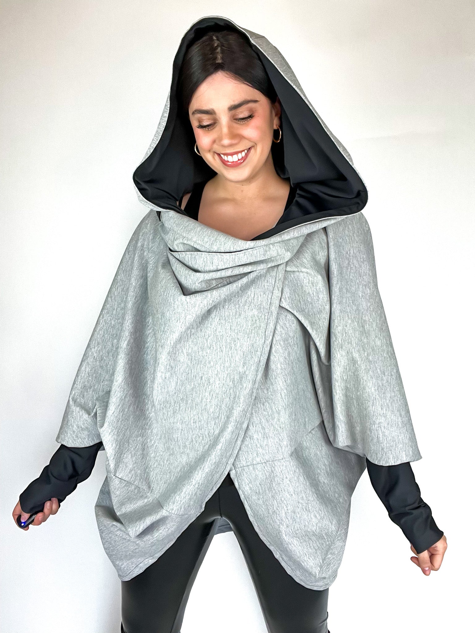 Wanderlust Grey Jersey Knit Wrap Jacket HANDS OF HARLOW